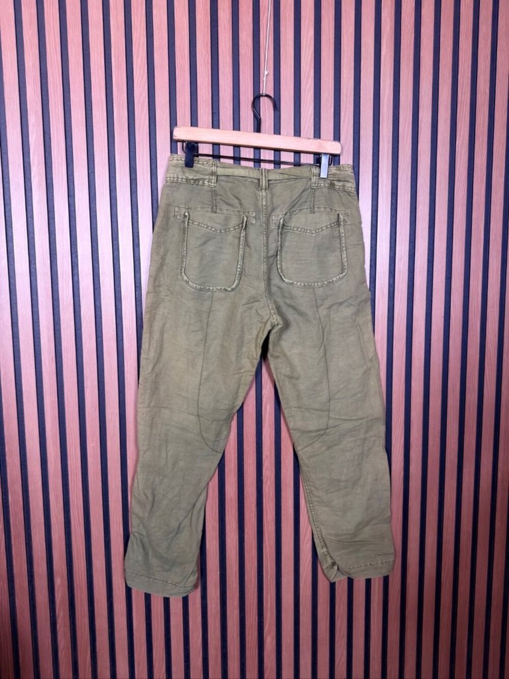Free People Cargo Pants 4 Womens Green Dirty Wash Button Fly Baggy Bags - Picture 2 of 10